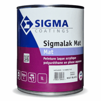 La peinture Sigmalak Mat de chez Sigma, est une peinture laque mate très résistante à base de dispersion polyuréthane acrylique pour l’intérieur.
