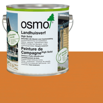 Peinture de campagne jaune sapin Osmo pour façades bois : protection durable, finition microporeuse, résistante aux intempéries. Facile à appliquer.