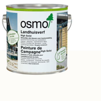 Peinture de campagne blanc Osmo pour façades bois : protection durable, finition microporeuse, résistante aux intempéries. Facile à appliquer.