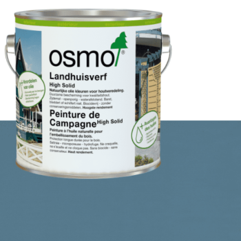 Peinture de campagne bleu-gris Osmo pour façades bois : protection durable, finition microporeuse, résistante aux intempéries et facile à appliquer.