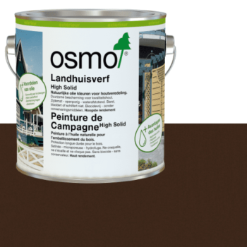 Peinture de campagne brun foncé Osmo pour façades bois : protection durable, finition microporeuse, résistante aux intempéries et facile à appliquer.