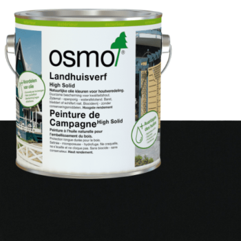Peinture de campagne gris noir Osmo pour façades bois : protection durable, finition microporeuse, résistante aux intempéries. Facile à appliquer.