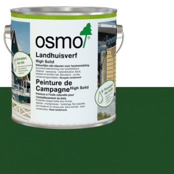 Peinture de campagne vert sapin Osmo pour façades bois : protection durable, finition microporeuse, résistante aux intempéries et facile à appliquer.