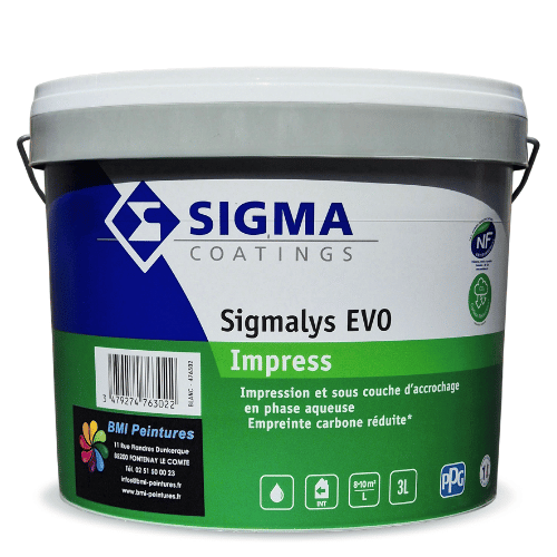 Sigmalys EVO Impress de chez Sigma est une impression et sous couche d’accrochage pour tous fonds peu poreux, anciens vernis et peintures laquées dépolis.