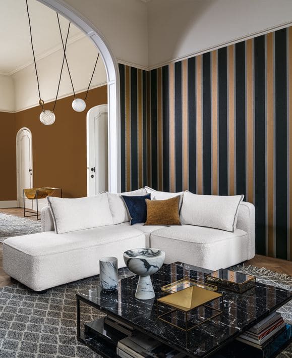 Papier peint Casamance Square Jasmin Auteuil Noir-Doré 75712548 ambiance