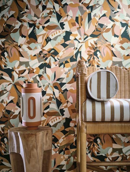 Papier peint Casamance l'Ile aux Oiseaux Plongeon Céladon-Ambre 75880712 ambiance 2