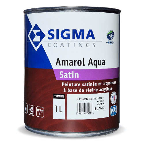 Amarol Aqua est une peinture satinée microporeuse, à base de résines acryliques en dispersion aqueuse, pour la décoration et la protection des surfaces bois