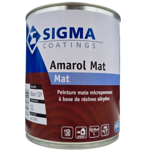 Amarol mat, est une peinture mate microporeuse pour bois en phase solvant, pour intérieur et extérieur, finition mate esthétique et tendance