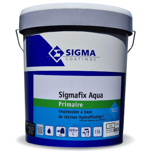 Sigmafix Aqua Primaire est une peinture impression pigmentée à base de résines Hydro Pliolite® en dispersion aqueuse pour façade.