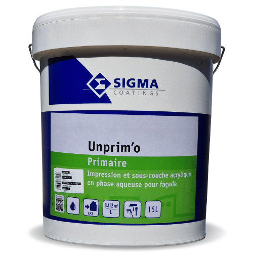 Unprim'o de Sigma Coatings est une peinture impression acrylique en dispersion aqueuse, facile appliquer, sans odeur pour façade.