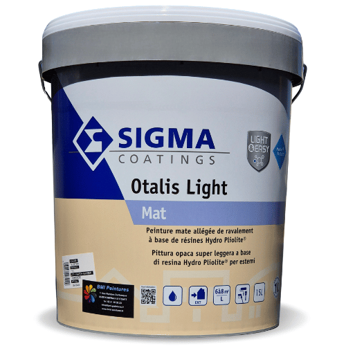 Otalis Light Mat de chez Sigma est une peinture mate allégée pour façade à base de résines Hydro Pliolite® à séchage rapide