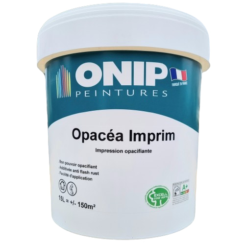 Opacéa Imprim de chez Onip est une sous-couche d’impression acrylique destinée aux murs et plafonds, avant application d’une peinture de finition.