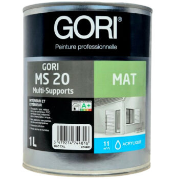 La Gori MS 20 est une peinture multi-supports acrylique pour l'intérieur et l'extérieur. Cette peinture est à une forte adhérence sur 20 supports différents