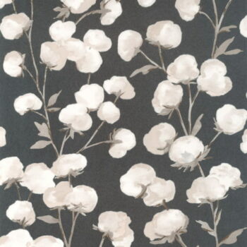 Papier peint Casadeco de la collection Soliflore, Cotton Flower représente des capsules de coton.