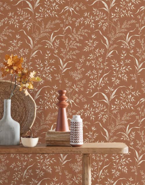 Papier peint Casadeco de la collection Soliflore, Grass Field représente des graminées qu'on retrouve dans les prés, disponible en 6 coloris.