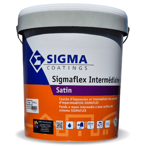 Couche d’impression et intermédiaire des procédés d’imperméabilité SIGMAFLEX. Cette peinture à une résistance renforcée à la fissuration.