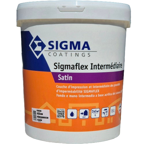 Couche d’impression et intermédiaire des procédés d’imperméabilité SIGMAFLEX. Cette peinture à une résistance renforcée à la fissuration.