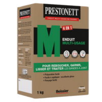 Prestonett M multi-usage en poudre est un enduit pour l'intérieur, il est 4 en 1, il permet de reboucher, égaliser, lisser et traitement des bandes à joint.