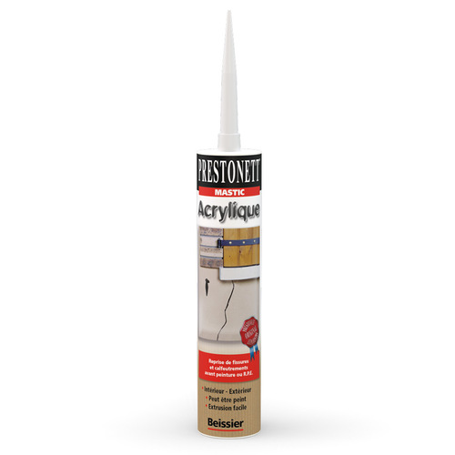 Mastic acrylique pour l'intérieur et l'extérieur, il permet la reprise de fissures et de calfeutrements avant peinture ou revêtement plastique épais.