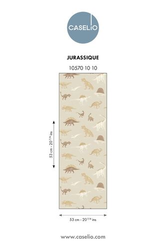 Papier peint Jurassique de la collection Les Minis Mondes par Caselio invite à explorer l'époque des dinosaures depuis sa chambre.