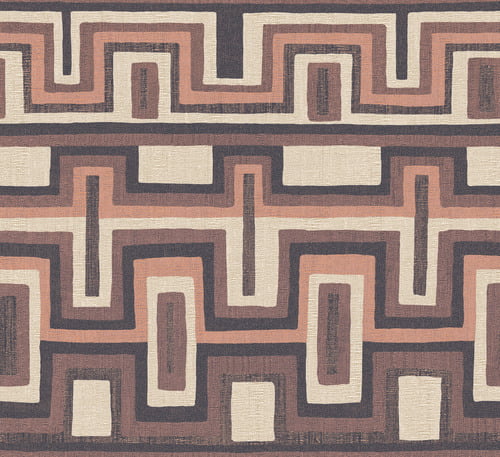 Papier peint Morelos de la collection Amani par Masureel propose un motif géométrique en zigzag inspiré des textures et des motifs mexicains traditionnels, mais réinterprété avec une touche contemporaine.