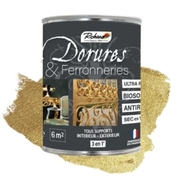 La dorure or pâle de Richard Colorants permet de sublimer et rénover des meubles, encadrements, portails, grilles ou portes.