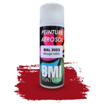 Peinture aérosol monocouche, RAL 3003 rouge rubis, anticorrosion, à séchage rapide et avec une bonne résistance aux intempéries.