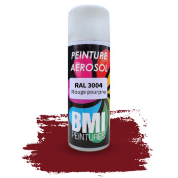 Peinture aérosol monocouche, RAL 3004 rouge pourpre, anticorrosion, à séchage rapide et avec une bonne résistance aux intempéries.