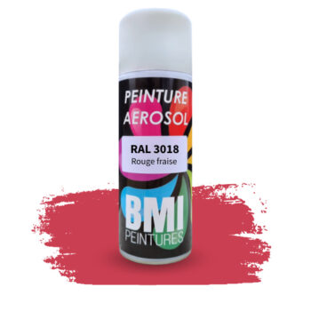 Peinture aérosol monocouche, RAL 3018 rouge fraise anticorrosion, à séchage rapide et avec une bonne résistance aux intempéries.