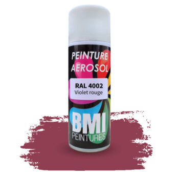 Peinture aérosol monocouche, RAL 4002 violet rouge anticorrosion, à séchage rapide et avec une bonne résistance aux intempéries.