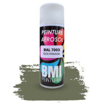 Peinture aérosol monocouche, RAL 7003 gris mousse, anticorrosion, à séchage rapide et avec une bonne résistance aux intempéries.