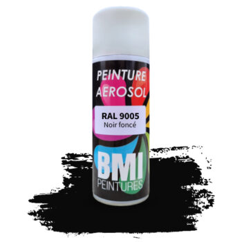 Peinture aérosol monocouche, RAL 9005 noir foncé, anticorrosion, à séchage rapide et avec une bonne résistance aux intempéries.