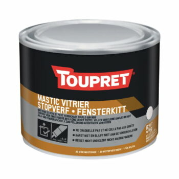 Mastic de la marque Toupret pour vitre et petit rebouchage sur bois, intérieur et extérieur, pour application et lissage manuelle facile