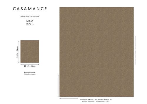 Papier peint Passy de la collection Square Jasmin par Casamance s'inspire du terrain d’expérimentations de Hector Guimard mêlant géométrie et mouvement.