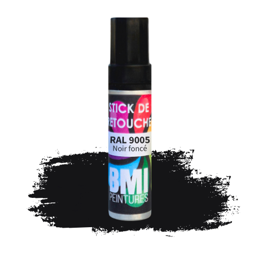 Peinture monocouche en stick, RAL 9005 noir foncé anticorrosion, à séchage rapide et avec une bonne résistance aux intempéries.