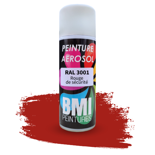 Peinture aérosol monocouche, RAL 3001 Rouge de sécurité, anticorrosion, à séchage rapide et avec une bonne résistance aux intempéries.