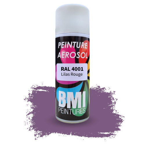 Peinture aérosol monocouche,RAL 4001 Lilas rouge, anticorrosion, à séchage rapide et avec une bonne résistance aux intempéries.