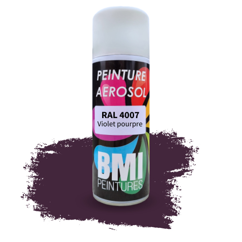 Peinture aérosol monocouche, RAL 4007 Violet pourpre, anticorrosion, à séchage rapide et avec une bonne résistance aux intempéries.