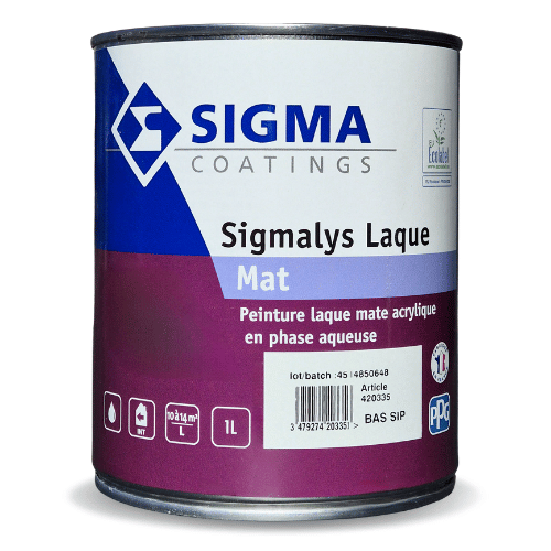 La Sigmalys Laque Mat est une peinture laque mate acrylique en phase aqueuse, pour les murs et les boiseries des pièces sèches.