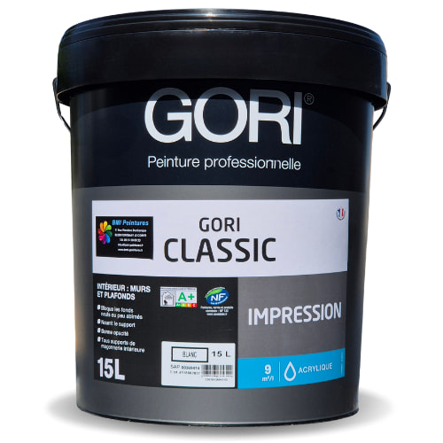 La Gori Classic Impression est une impression acrylique pour murs et plafonds en intérieur. Elle bloque les fonds neufs ou peu abimés.