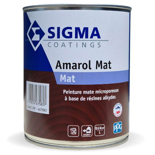 Amarol mat, est une peinture mate microporeuse pour bois en phase solvant, pour intérieur et extérieur, finition mate esthétique et tendance