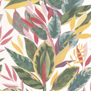 Le papier peint Ficus de la collection Rio par Casadeco représente une jungle luxuriante en impression numérique, avec des détails saisissants et raffinés.