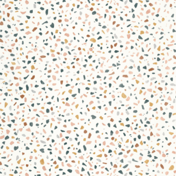 Papier peint Granito de la collection Kitchen Box par Caselio avec effet terrazzo minéral en trompe-l’œil, pour des espaces chics, modernes et lumineux.