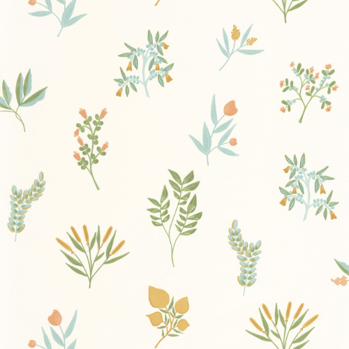 Papier peint Luck de la collection Kitchen Box et Green Life 2 par Caselio. Des motifs végétaux façon herbiers pour une décoration simple et naturelle.