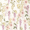Le papier peint Wisteria de la collection Soliflore par Casadeco représente des glycines grimpantes, idéal pour des intérieurs raffinés.