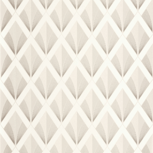 Le papier peint Chrysler de la collection Twenties par Casadeco est un motif Art déco inspiré du Chrysler Building, avec un jeu de mat et de doré.