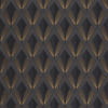 Le papier peint Chrysler de la collection Twenties par Casadeco est un motif Art déco inspiré du Chrysler Building, avec un jeu de mat et de doré.