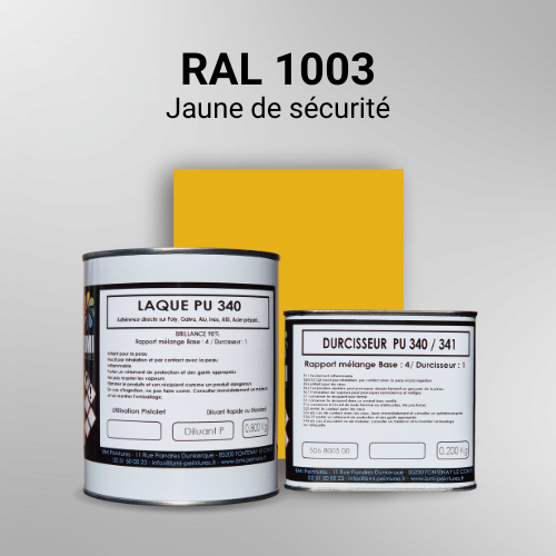 Laque PU 340 RAL 1003 Jaune de sécurité Laque polyuréthane professionnelle en RAL 1003 Jaune de sécurité pour vos supports bruts. Finition durable, haute adhérence et séchage rapide.