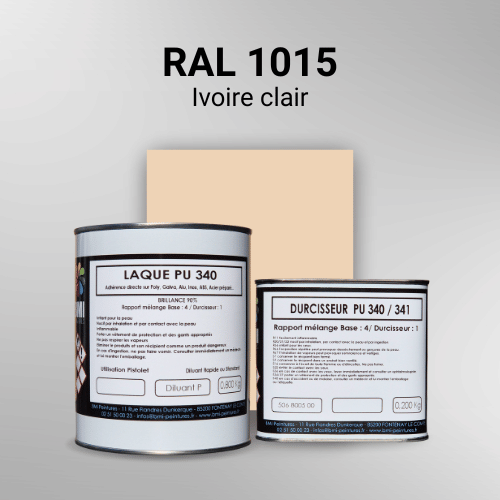 Laque PU 340 RAL 1015 Ivoire clair Laque polyuréthane professionnelle en RAL 1015 Ivoire clair pour vos supports bruts. Finition durable, haute adhérence et séchage rapide.