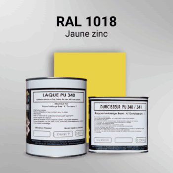 Laque polyuréthane professionnelle en RAL 1018 Jaune zinc pour vos supports bruts. Finition durable, haute adhérence et séchage rapide.